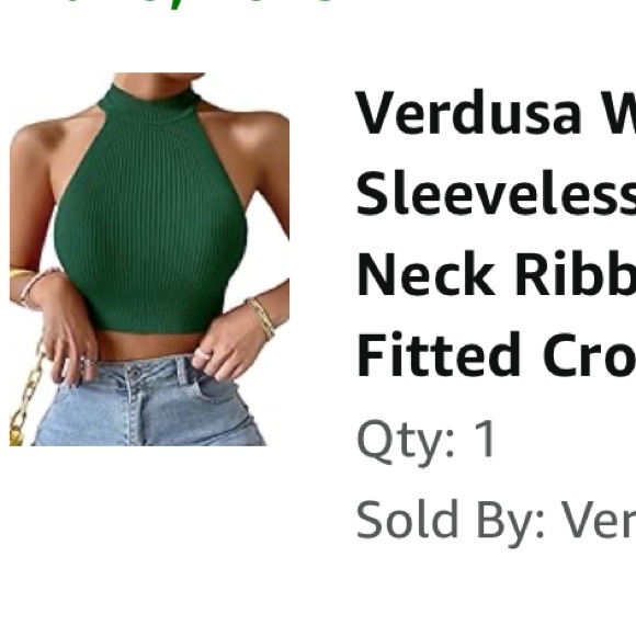 Ribbed green halter tank size S - Picture 8 of 8